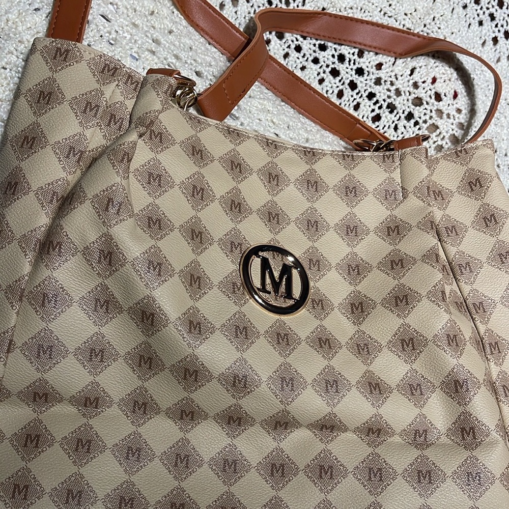 Glam Girl Fashion Beige and Brown Patterned Tote
